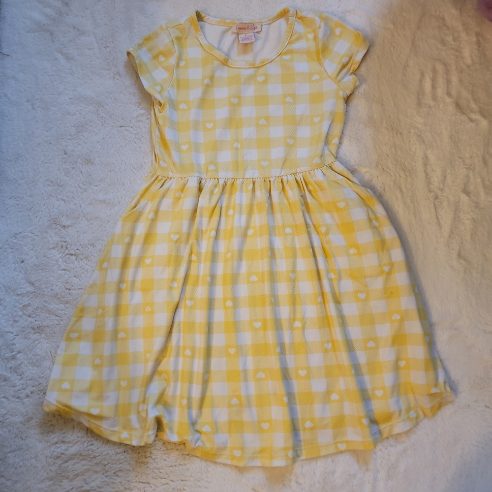 Emma & Elsa Yellow and White Short Sleeve Sundress